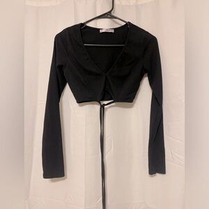 Long sleeve crop top ; Blue Blush